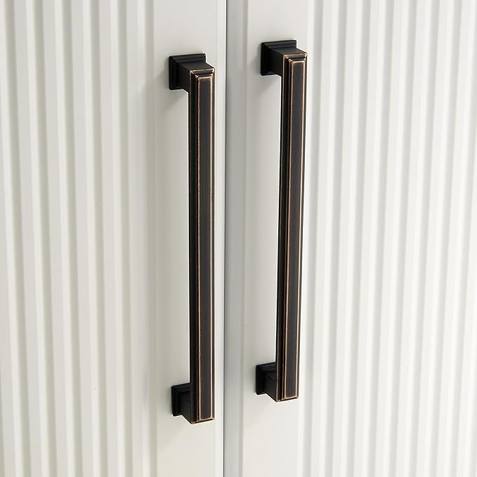 10 Pack 7.5 Inch(192mm) Hole Center Oil Rubbed Bronze Modern Cabinet Pulls Kitchen Cabinet Handles Kitchen Cabinet Hardware Timeless Drawer Pulls for Dresser Cupboard Wardrobe, ORB(7.5x10)