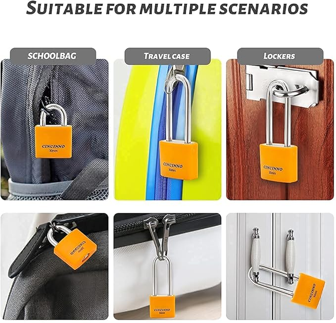 1-3/16 in. Small Aluminum Key Lock,Keyed Alike Padlocks with Long Shackle for School Gym Locker, Toolbox,12 Pack