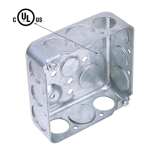 20 Pack 4" Square Electrical Box, 1-1/2'' Deep Metal Electrical Junction Box, 21.0 Cu. in. Capacity, Galvanized