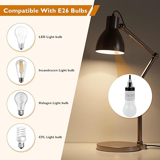 E26 Porcelain Lamp Socket with Rotary Knob Switch - High Temperature Resistance, UL Listed, 250V 250W for Safe Lighting Replacements (3 Pack)