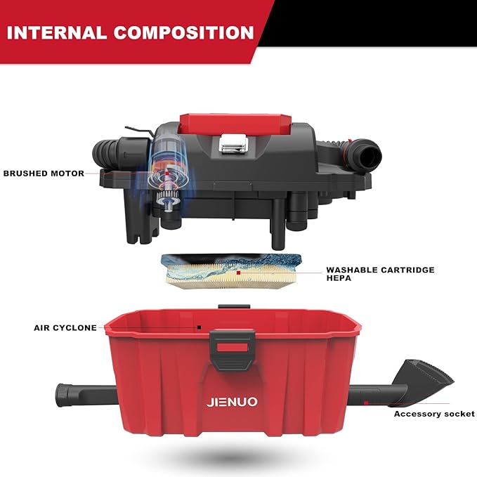 Cordless Shop Vac Wet and Dry, with 20V 4.0Ah Battery and Charger, 2.5 Gallon Shop Wet Dry Vacuum Cleaner with Blower Function, Portable Commercial Vac for Car, Home and Garage