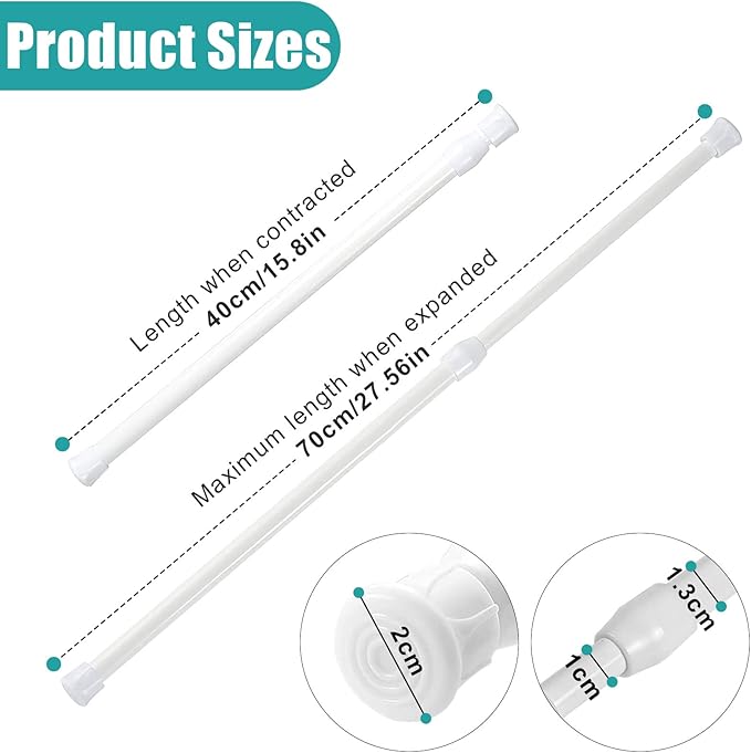 4 Pcs Window Security Bars, Adjustable Sliding Glass Door Bar Sliding Door Security Bar Window Safety Lock Bar with Rubber Tips for Children Home, Extends from 15.8-27.6 Inch, White