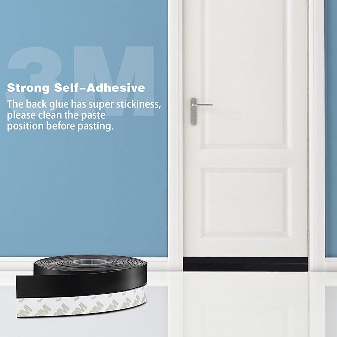 26 Feet Silicone Seal Strip, Weather Stripping Seal Tape for Door, Window & Shower Glass Gaps (Black, 35MM)