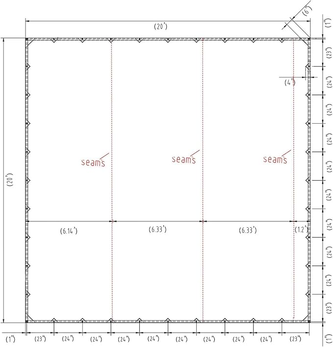Mytee Products 20' x 20' Tan Canvas Tarp 12oz Heavy Duty Water Resistant