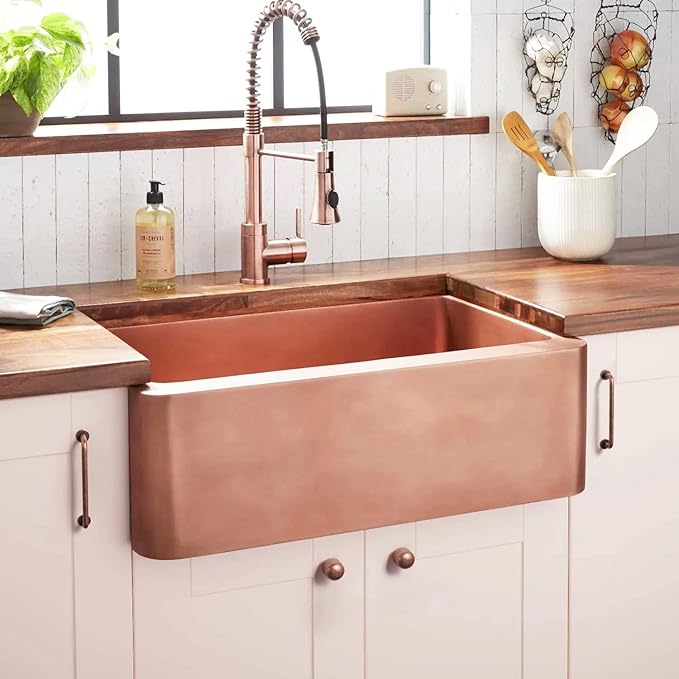 Goo-Ki 6 Pack Antique Copper Cabinet Pull Dark Copper Drawer Handles, 7.56 inch(192mm) c-c Solid Vintage Copper Bar Pulls Red Bronze Kitchen Hardware for Dresser Wardrobe Cupboard, 9338AC-192