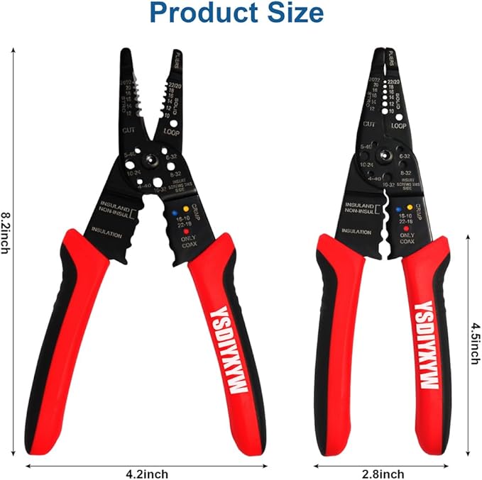 Wire Stripper, 3rd Generation Wire CrimpingTool, 8IN Professional Wire Strippers Cutter for Stripping, Cutting, Sharpening, Cable Cutting from 10-22 AWG
