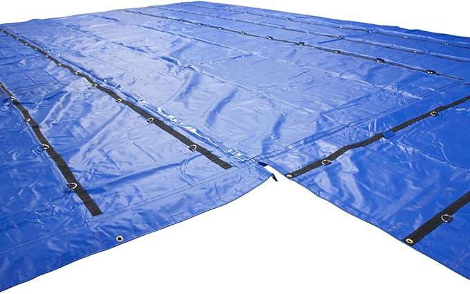 Mytee Products 2 Pack 20' x 27' Flatbed Truck 18 Oz Lumber Tarp with 6 FT Drop - Blue Heavy Duty Vinyl Waterproof Tarp for Trailers to Protect Cargo from Wind, Rain, Snow and Sun