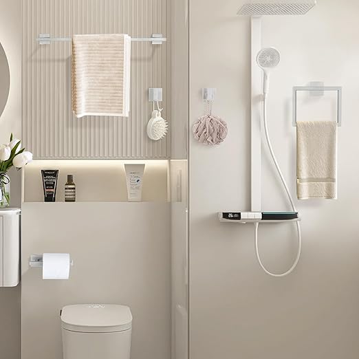 YACVCL Towel Bar Set, 5 Pieces Bathroom Hardware Set Brushed Nickel Bathroom Accessories, SUS304 Stainless Steel Towel Racks Holder Set Wall Mounted 23.6 Inch