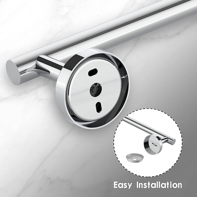 Newfun 10 Pieces Polished Chrome Bathroom Hardware Set - Includes 24inch Towel Bar, Robe Hook, Toilet Paper Holder, Bathroom Accessories Set Stainless Steel Wall Mounted