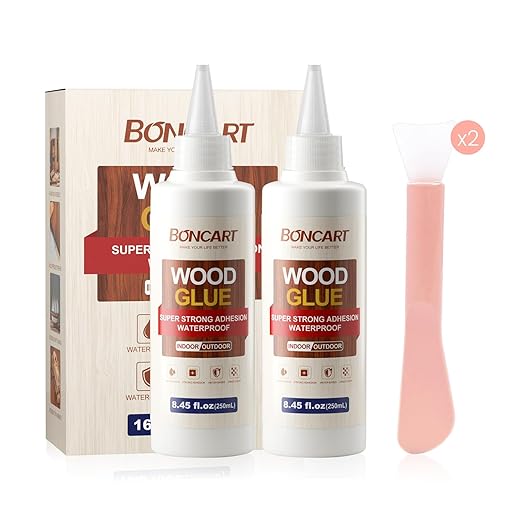 Wood Glue, 8.45fl.oz Super Strong Adhesion Wood Glue for Furniture Heavy Duty, Clear After Drying, Waterproof, for Woodworking, Crafts, Repair, Furniture Assembly (2 Pack)