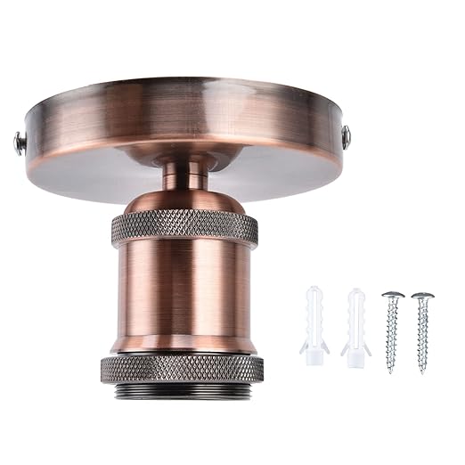 E26/E27 Screw Head Light Socket 100-240V Vintage Ceiling Light Wall Lamp Bulb Holder Socket for Hallway,Kitchen,Basement,Garage,Bar,Restaurant (Rose)