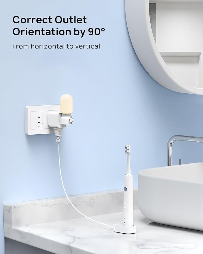 TROND 2 Prong to 3 Prong Outlet Adapter, Multi Plug Wall Outlet Extender, 3 Way Plug Splitter, Horizontal Wall Expander for Non-grounded Socket for Old Home Office Hotel Cruise Travel, 2 Pack, White