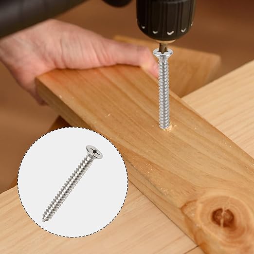 Black Oxide 25 PCS #14X4 Stainless Steel Phillips Flat Head Wood Screws,Stainless Steel 18-8 A2(304) Screw,Home Screw Kit by QISHENG