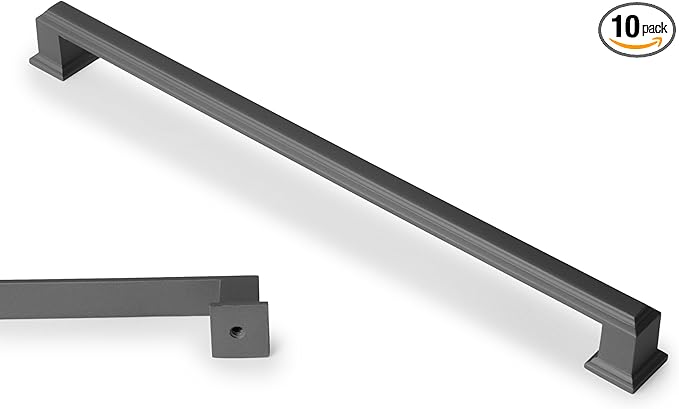 10 Pack 12.6 Inch(320mm) Hole Center Matte Dark Gunmetal Gray Modern Cabinet Pulls Kitchen Cabinet Handles Kitchen Cabinet Hardware Timeless Drawer Pulls for Dresser Cupboard Wardrobe, Gray(12.6x10)