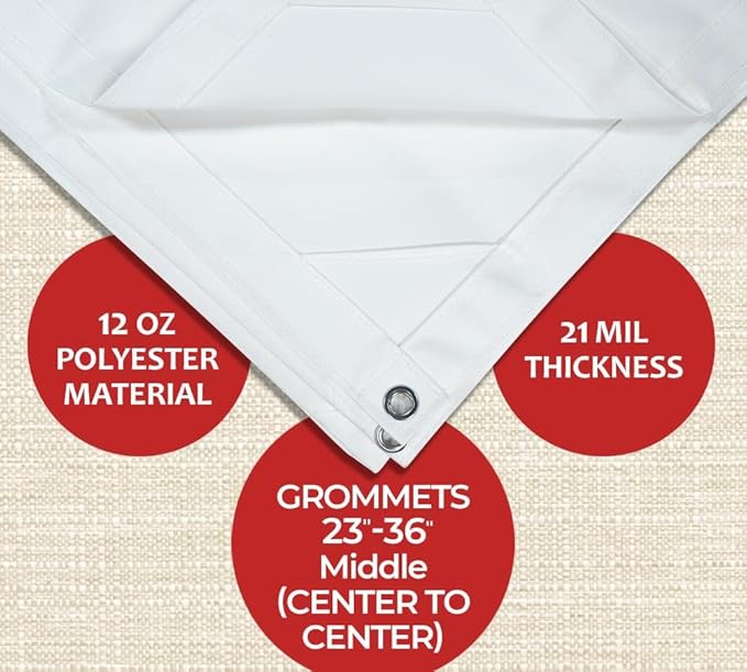 Mytee Products 8' x 10' White Canvas Tarp 12oz - Water Resistant & Breathable - Heavy Duty Tarps - Multipurpose Tarpaulin Cover for Camping Tent