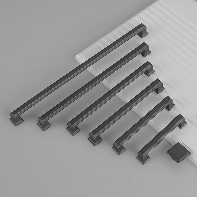 10 Pack 10 Inch(254mm) Hole Center Matte Dark Gunmetal Gray Modern Cabinet Pulls Kitchen Cabinet Handles Kitchen Cabinet Hardware Timeless Drawer Pulls for Dresser Cupboard Wardrobe, Gray(10x10)