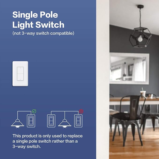 Aqara Smart Light Switch (No Neutral, Double Rocker), Requires AQARA HUB, Zigbee Light Switch, Remote Control and Smart Home Automation, Compatible with HomeKit, Google, Works with Alexa, SmartThings
