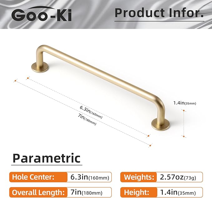 Goo-Ki 6.3"(160mm) c-c Champagne Bronze Cabinet Handle Drawer Pulls Zinc Alloy Kitchen Hardware - 6 Pack Modern Bar Pull Handles for Cupboard Wardrobe,9338UBR-160