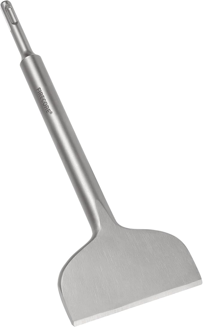 Firecore 4 Inch Tile Removal Chisel Bits for SDS Plus Rotary Hammer Drill, Steel Shovel Scaling Flat Chisel Tool for Thinset Vinyl Concrete Mortar Flooring Adhesives Glue