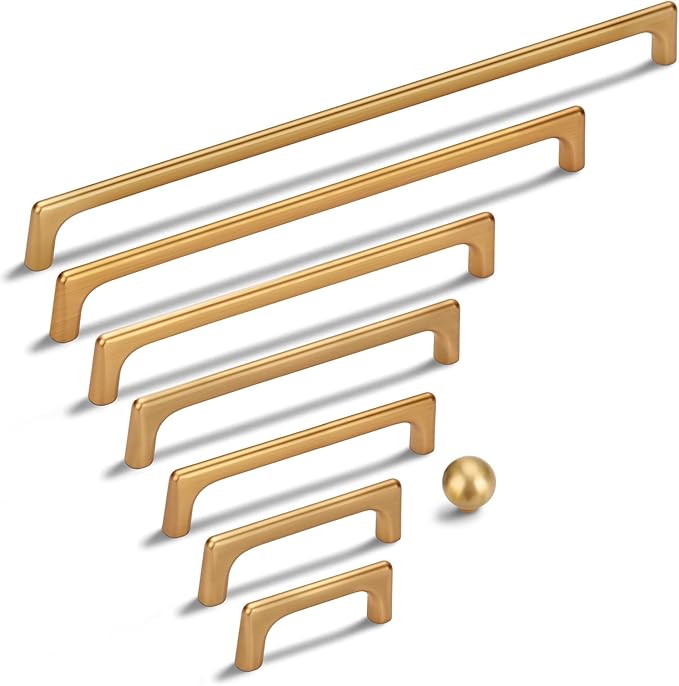 10 Pack 6.3 Inch(160mm) Hole Center Modern Brushed Champagne Bronze Cabinet Pull Handle Timeless Vanity Drawer Pull Handle Classic Cabinet Hardware for Kitchen Bathroom, Champagne(6.3x10)