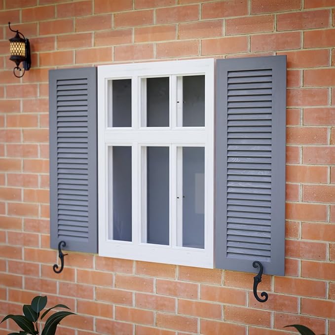 Renovators Supply Manufacturing Black Shutter Dogs 6.5" S Shaped Cast Aluminum Shutter Dogs With Mounting Hardware Pack Of 20