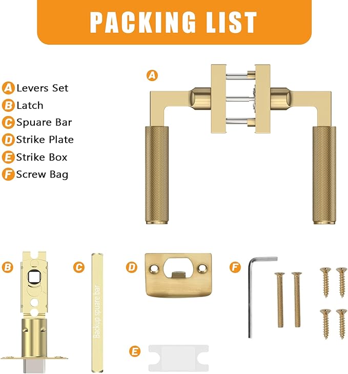 Amerdeco 3 Pack Champagne Bronze Passage Door Handles,Heavy Duty Non-Locking Door Lever for Hall, Closet,Office Area, Shopping Malls AM0021