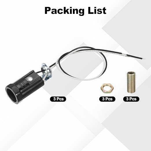 PATIKIL Candelabra Base Lamp Holder Light Socket, 6pcs UL Listed Keyless E12 Bulb Socket with 9.8" Wire Leads for E12 Incandescent LED Light Bulbs, 1.7" Tall