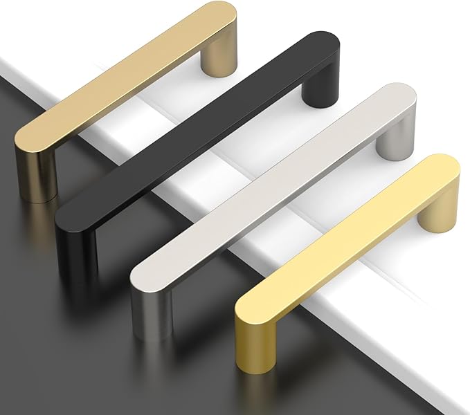 Amerdeco 10 Pack ZH0005MGP Brushed Gold 3.75 Inch(96mm) Hole Centers Kitchen Cabinet Pulls Hardware Modern Kitchen Handles for Cabinets Cupboard Handles Drawer Pulls
