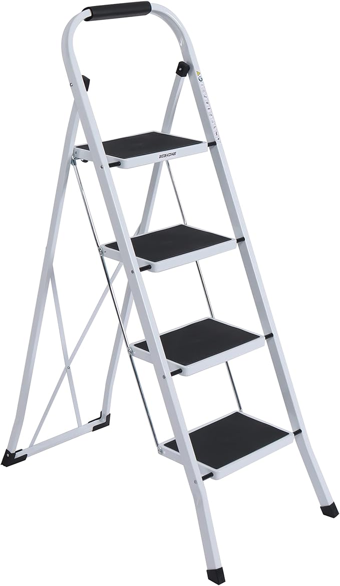 4-Step Ladders Folding Step Stool with Anti Slip Pedal and Handgrip Portable Sturdy Ladder for Home & Office 330 Lbs White