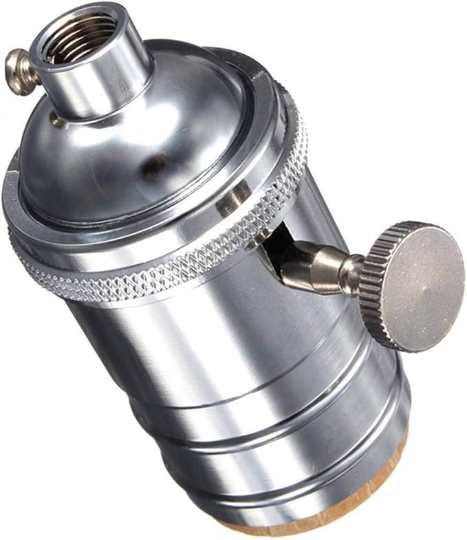 2 Pack Lamp or Fixture Replacement, E26/ E27 Solid Brass Industrial Light Socket Vintage Edison Pendant Lamp Copper Holder with Switch (Silver)
