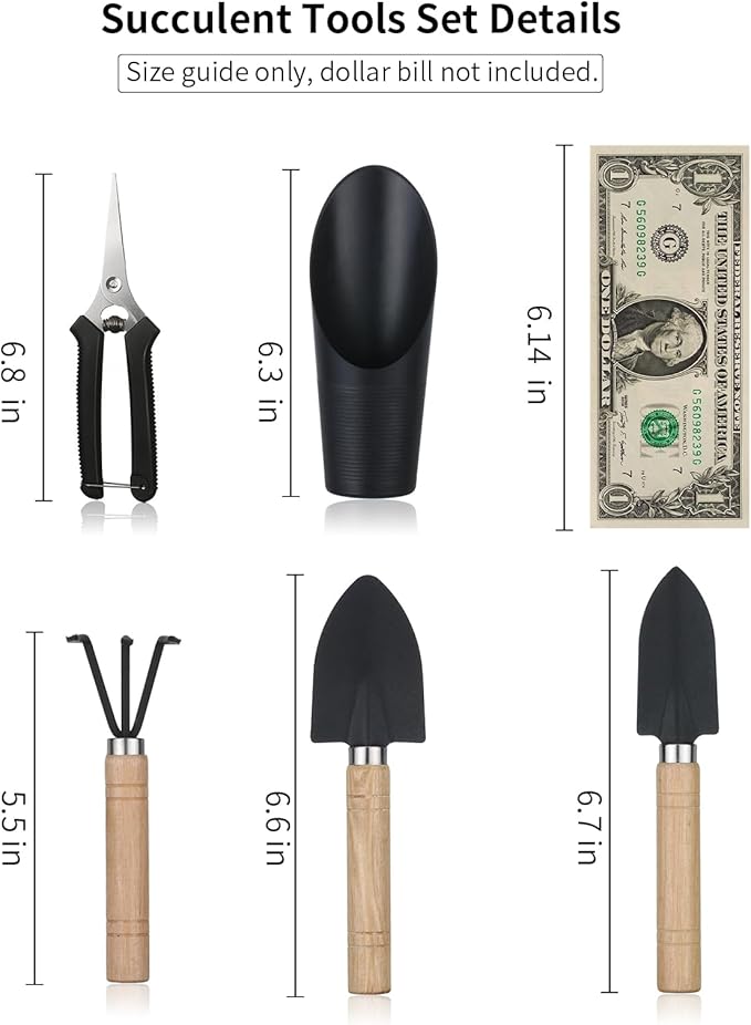 5Pcs Succulent Tools,Mini Garden Tools,Pruning Scissors as Plant Accessories, Gardending Hand Tools Kit for Seedling Soil,Caring Succulent,Houseplent,Bonsi,Gifts for Woman and Man