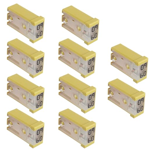 60A 32V Mini Slotted Automotive MCASE Shaped Cartridge Fuse Kit(Pack of 10pcs,60A)