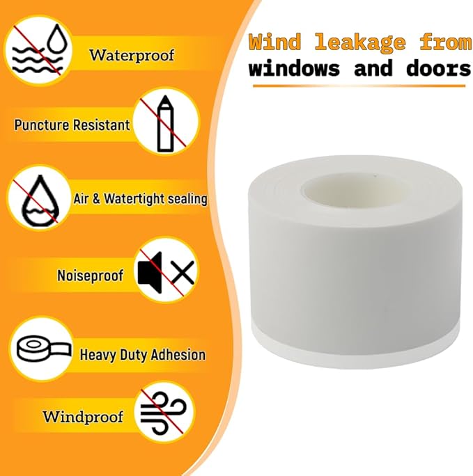 Window Insulation for Winter Weather Sealing Tape 2 Inch x 50 Yards Weather Stripping Residue Free Draft Isolation Sealing Film Tape for Doors Windows and Shower Glass Gaps White Color