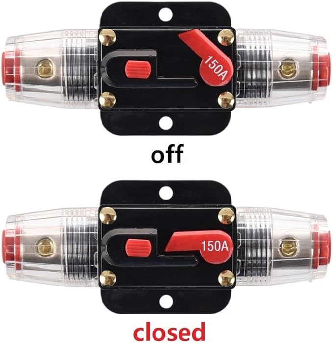 Circuit Breaker 150amp 20-300A Inline Fuse Holders for Car Audio and Amps Overload Protection Reset Fuse Inverter 12V-24V DC Replace Fuses