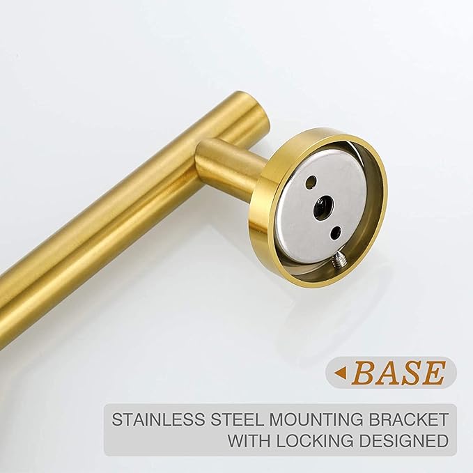 USHOWER Brushed Gold Bathroom Accessories Set, 24-Inch Towel Bar Set Wall Mounted, Durable SUS304 Stainless Steel Bathroom Hardware Set, 4-Piece
