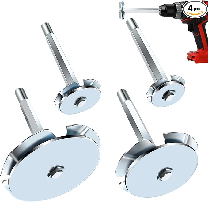 PVC Pipe Reamer, 4Pcs PVC Fitting Saver Tool for Removing SCH 40 from Hub, 1-1/2 In, 2 In, 3 In, 4 In Head, Bit Socket Saver Set for PVC Plumbing, Fits 1/2" Variable Speed Power Drill