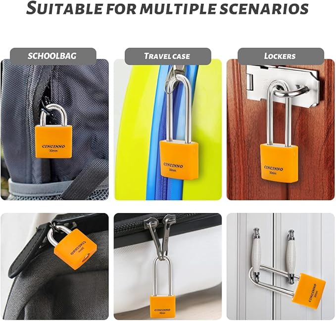 Set of 8 Small Locks,Covered Aluminum Keyed Alike Padlocks,30MM Weatherproof Lock with Same Key,Outdoor Padlock for Sheds, Storage Unit ,School Gym Locker, Toolbox