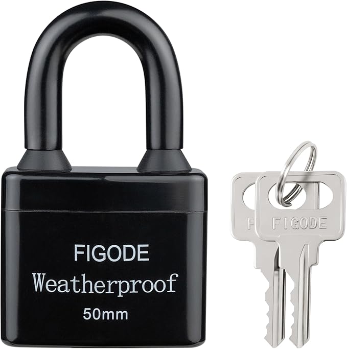 FIGODE® Outdoor Waterproof Padlock, Large Heavy Duty Sturdy Covered Laminated Steel Keyed Lock, 2.2 in. Wide