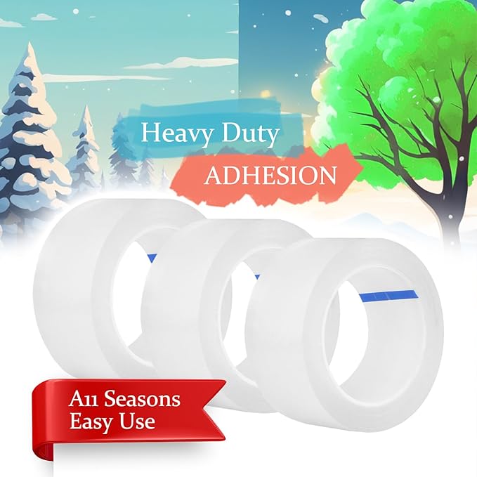 Weather Stripping Sealing Tape Clear Windows Insulation for Doors Draft Isolation Gaps Adhesive Nano Residue-Free (2 in x 33FT)
