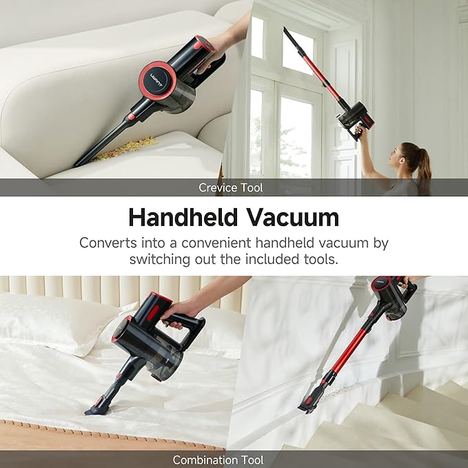 uwant 8-in-1 Cordless Vacuum Cleaner with 50min Runtime 35Kpa Powerful Suction Vacuum Cleaners for Home Anti-Tangle Stick Vacuum for Pet Hair Carpet Hard Floors