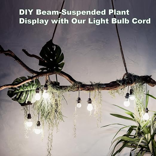 Plug in Pendant Light Cord Kit - 16Ft Light Socket with Cord E26/E27 Extension Hanging Lantern Lamp Cable with Switch,Socket Rings, 4 Pack, Black