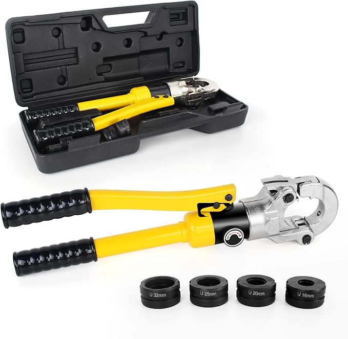 Hydraulic Copper Tube Crimping Tool with 3/5“ 3/4” 1“ 5/4” Inch Jaws, Copper Tube Fittings Hydraulic Pipe Crimping Tool for Pro Press, Copper Pipe Fittings.