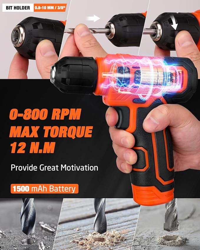 139-Piece Tool Set - Tool Kit with 8V Cordless Drill Driver in ToolBox Storage Case, General Household Drill Set for Home Repairs, Handyman, DIY Projects