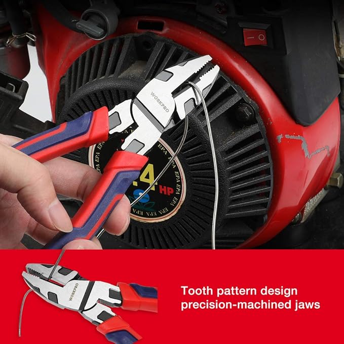 WORKPRO 8-Inch Linesman Pliers in CRV Steel for Twisting and Cutting Wires, Clamping Screws