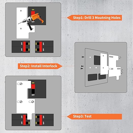 Generator Interlock Kit Compatible with GE General Electeric 150 or 200 Amp Panels 2-1/2 Inch Spacing Between Main and Branch Breaker