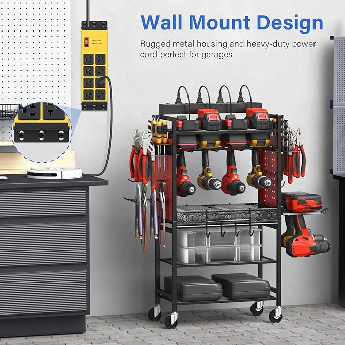 CCCEI 2PCS Heavy Duty Power Strip Surge Protector 20 AMP, 8 Outlets 12 Gauge Shop Garage Metal Multiple Outlets, 4 FT Extension Cord 5-15P Adapter High Amp 6-20R T-Slot 20a for Appliance Yellow.