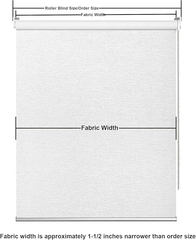 ALLBRIGHT 100% Blackout Roller Blinds Woven Shades with Striped Jacquard, Cordless Window Shades, UV Protection Fabric, Easy-Install for Indoor Home & Office, White Old, 52" W x 72" H