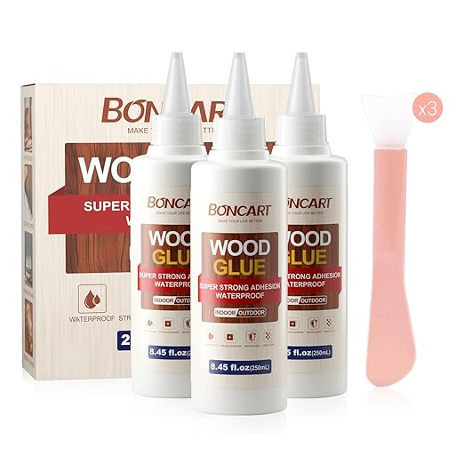 Wood Glue, 8.45fl.oz Super Strong Adhesion Wood Glue for Furniture Heavy Duty, Clear After Drying, Waterproof, for Woodworking, Crafts, Repair, Furniture Assembly (3 Pack)