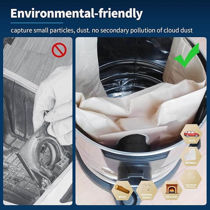 10 Pack Shop Vac 10-14 Gallon Vaccum Bags, ALYYDBG Type F 90662 9066200 9066233, Type I 90672 9067200, 9067211 Filter Bags