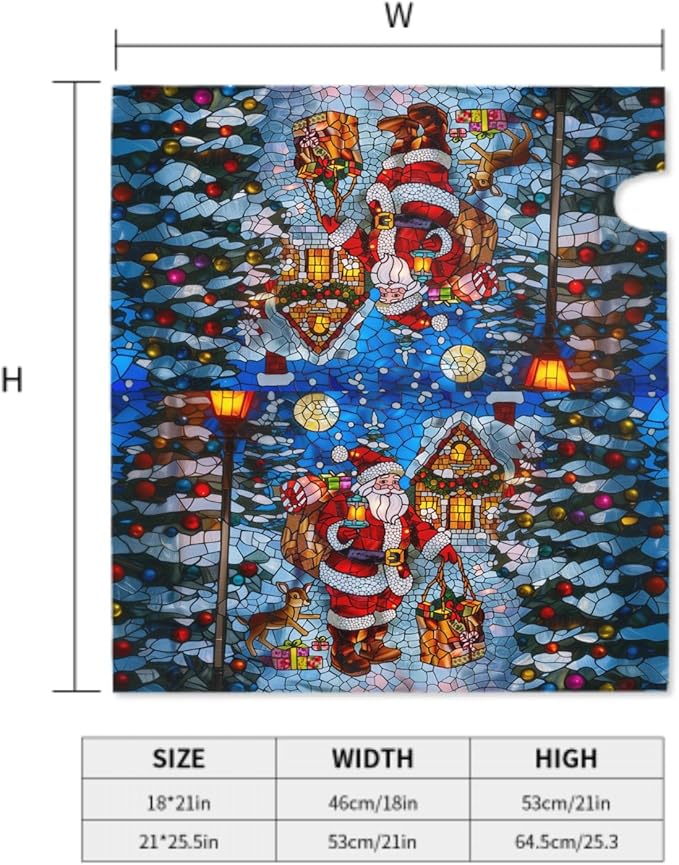 Giwawa Stained Glass Santa Claus Mailbox Cover Magnetic Standard Size 18 x 21 Holiday Mailbox Xmas Decorations Winter Reindeer
